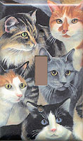 Cat Lovers,Cat Switch Plate Designs,Switch Plate Art,Litter Boxes, Cat Tote Bags, Leads, Cat Harnesses, Cat Grooming Tools