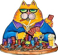 Poker Face Cat Clock Poker Face Cat Clock