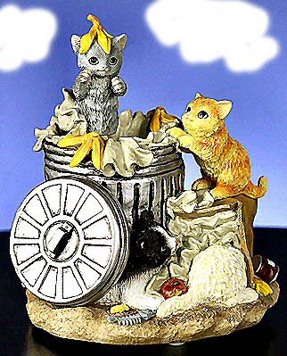 Animated Garbage Can Cats Figurine Animated Garbage Can Cats Figurine