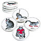 Cat Coasters Cat 
Teapot, Jars, Saucers, Bowls, Plates